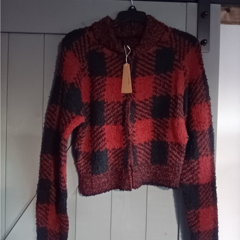 SKIMS Red Black‎ Buffalo Sherpa NWT